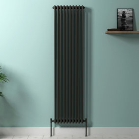 Royal Bathrooms Fluxx Anthracite Vertical Triple Column Radiator - 1800 x 470mm