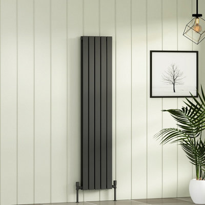 Royal Bathrooms Fluxx Double Flat Panel Vertical Designer Radiator Anthracite - 1600 x 340mm