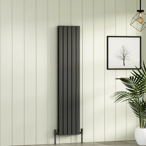 Royal Bathrooms Fluxx Double Flat Panel Vertical Designer Radiator Anthracite - 1600 x 340mm