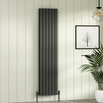Royal Bathrooms Fluxx Double Flat Panel Vertical Designer Radiator Anthracite - 1800 x 408mm
