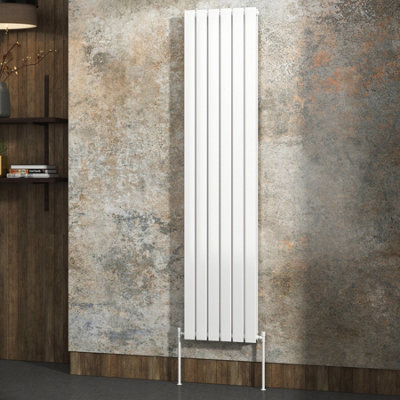 Royal Bathrooms Fluxx Double Flat Panel Vertical Designer Radiator White - 1800 x 408mm