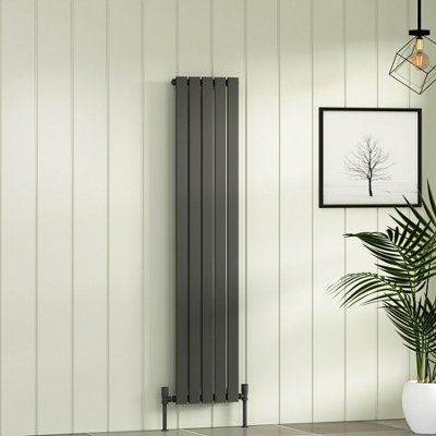 Royal Bathrooms Fluxx Single Flat Panel Vertical Designer Radiator Anthracite - 1600 x 340mm