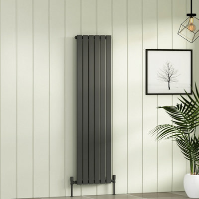 Royal Bathrooms Fluxx Single Flat Panel Vertical Designer Radiator Anthracite - 1600 x 408mm