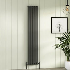 Royal Bathrooms Fluxx Single Flat Panel Vertical Designer Radiator Anthracite - 1800 x 340mm