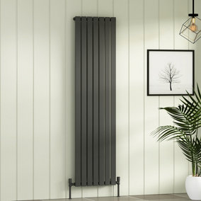 Royal Bathrooms Fluxx Single Flat Panel Vertical Designer Radiator Anthracite - 1800 x 476mm