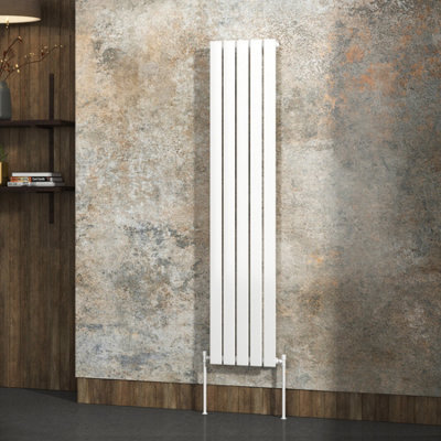 Royal Bathrooms Fluxx Single Flat Panel Vertical Designer Radiator White - 1600 x 340mm