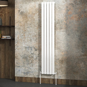 Royal Bathrooms Fluxx Single Flat Panel Vertical Designer Radiator White - 1800 x 340mm
