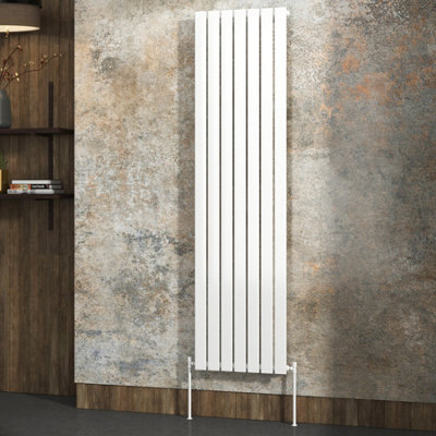 Royal Bathrooms Fluxx Single Flat Panel Vertical Designer Radiator White - 1800 x 476mm