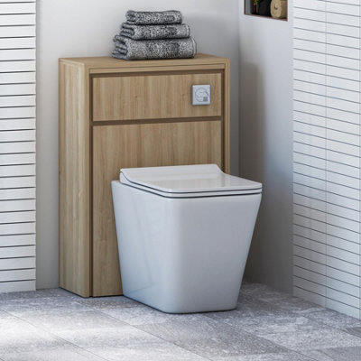 Royal Bathrooms Livora 555mm Natural Oak BTW WC Unit with Elena Rimless ...