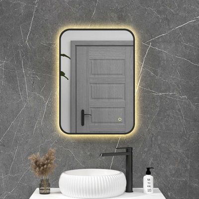 Royal Bathrooms Luton 500 x 700mm Black Backlit Framed LED Illuminated ...