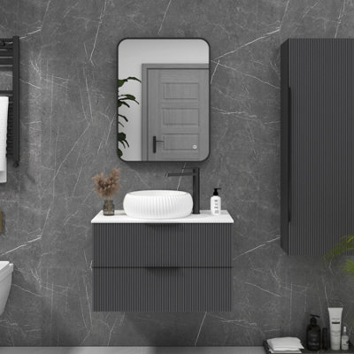 Royal Bathrooms Luton 600 x 800mm Black Backlit Framed LED Illuminated Rectangular Bathroom Mirror with Touch Sensor & Anti-Fog