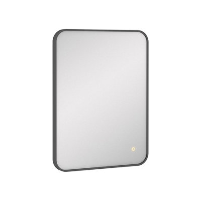 Royal Bathrooms Luton 600 x 800mm Black Backlit Framed LED Illuminated Rectangular Bathroom Mirror with Touch Sensor & Anti-Fog