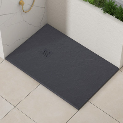 Royal Bathrooms Luxor Rectangular Grey Slate Effect Stone Shower Tray ...