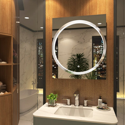 Royal Bathrooms Monaco 600 x 700mm LED Illuminated Chrome Frame Bathroom Mirror - Touch Sensor
