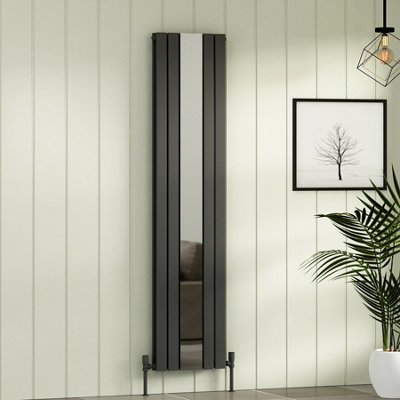 Royal Bathrooms Nexa Double Flat Panel Mirror Vertical Designer Radiator Anthracite - 1800 x 419mm