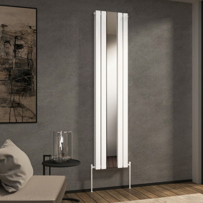 Royal Bathrooms Nexa Double Flat Panel Mirror Vertical Designer Radiator White - 1800 x 419mm