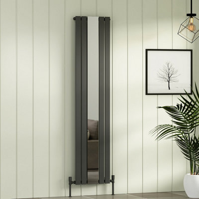 Royal Bathrooms Nexa Single Flat Panel Mirror Vertical Designer Radiator Anthracite - 1800 x 419mm