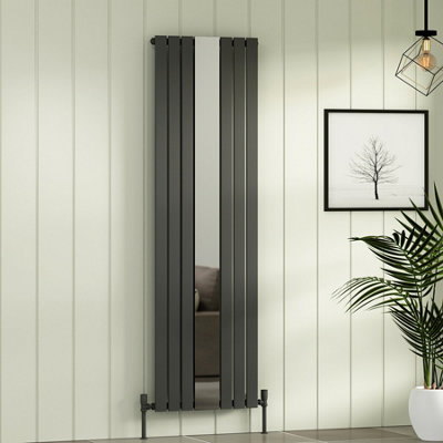 Royal Bathrooms Nexa Single Flat Panel Mirror Vertical Designer Radiator Anthracite - 1800 x 555mm