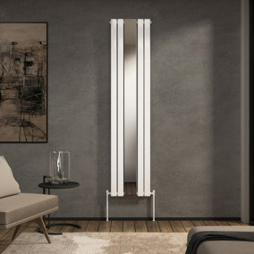 Royal Bathrooms Nexa Single Flat Panel Mirror Vertical Designer Radiator White - 1800 x 419mm