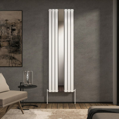Royal Bathrooms Nexa Single Flat Panel Mirror Vertical Designer Radiator White - 1800 x 555mm