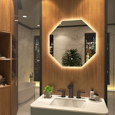 Royal Bathrooms Nova 600 x 600mm Octagon LED Illuminated Mirror with Touch Sensor Anti-Fog