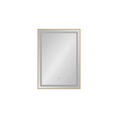 Royal Bathrooms Oslo 500 x 700mm Brushed Brass LED Framed Rectangle ...
