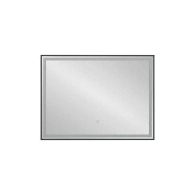 Royal Bathrooms Oslo 800 x 600mm Black LED Illuminated Framed Mirror ...