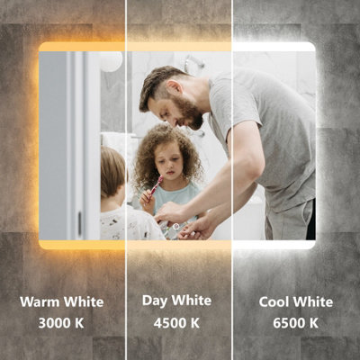 Royal Bathrooms Oslo 800 x 600mm Black LED Illuminated Framed Mirror ...