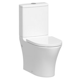 Royal Bathrooms Peak Rimless Close Coupled Toilet Gloss White Round Pan with Soft Close Seat & Dual Flush Cistern