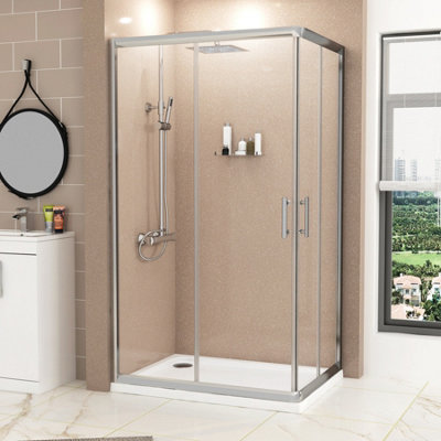 Royal Bathrooms Plaza 1200 x 760mm Corner Entry Shower Enclosure with Tray Rectangular Sliding Door 6mm Tempered Glass