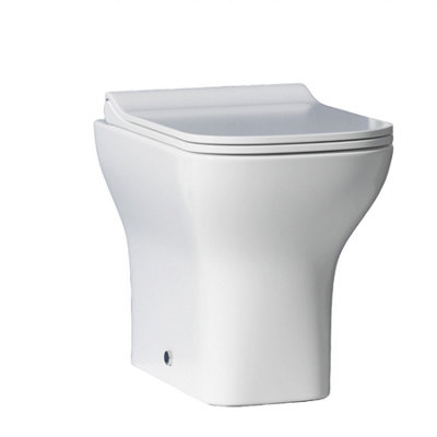 Royal Bathrooms Qubix Rimless Back To Wall Toilet Gloss White Square Pan with Slim Soft Close Seat
