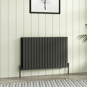 Royal Bathrooms Radiance Double Flat Panel Horizontalal Designer Radiators Anthracite - 600 x 1156mm