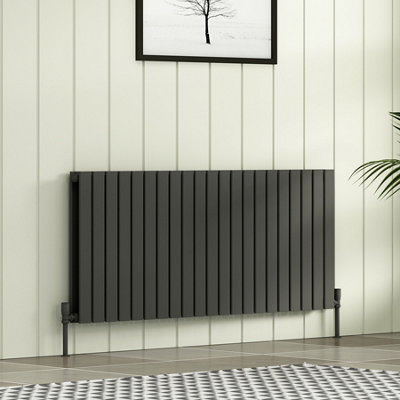 Royal Bathrooms Radiance Double Flat Panel Horizontalal Designer Radiators Anthracite - 600 x 1428mm