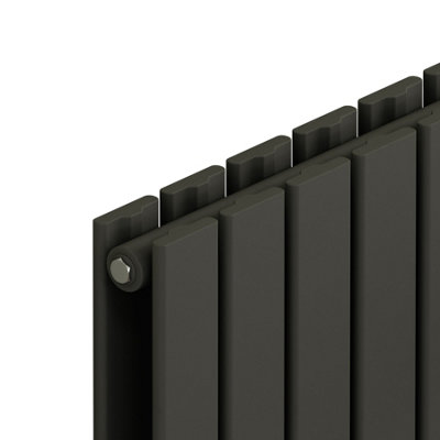 Royal Bathrooms Radiance Double Flat Panel Horizontalal Designer Radiators Anthracite - 600 x 1428mm