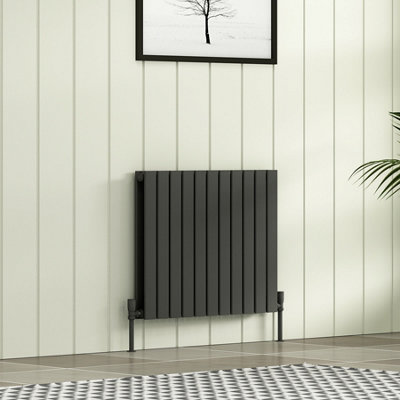 Royal Bathrooms Radiance Double Flat Panel Horizontalal Designer Radiators Anthracite - 600 x 748mm