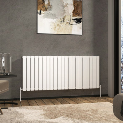 Royal Bathrooms Radiance Double Flat Panel Horizontalal Designer Radiators White - 600 x 1428mm