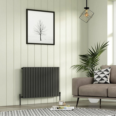 Royal Bathrooms Radiance Single Flat Panel Horizontalal Designer Radiators Anthracite - 600 x 1020mm
