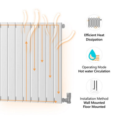 Royal Bathrooms Radiance Single Flat Panel Horizontalal Designer Radiators Anthracite - 600 x 1020mm