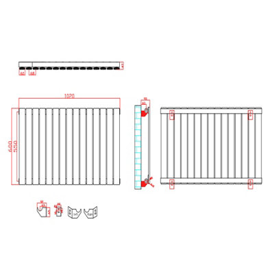 Royal Bathrooms Radiance Single Flat Panel Horizontalal Designer Radiators Anthracite - 600 x 1020mm