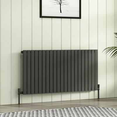 Royal Bathrooms Radiance Single Flat Panel Horizontalal Designer Radiators Anthracite - 600 x 1428mm