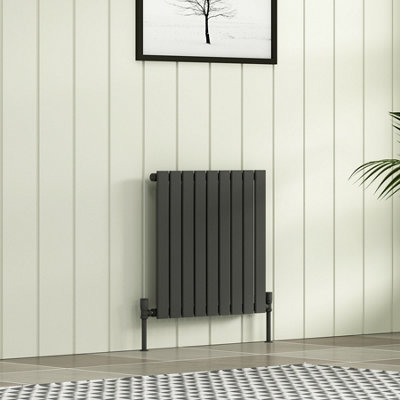 Royal Bathrooms Radiance Single Flat Panel Horizontalal Designer Radiators Anthracite - 600 x 612mm