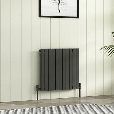 Royal Bathrooms Radiance Single Flat Panel Horizontalal Designer Radiators Anthracite - 600 x 748mm