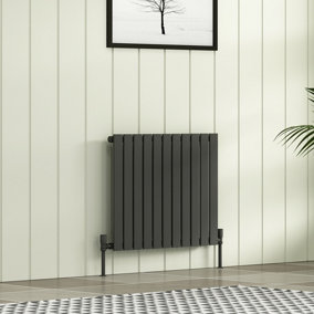 Royal Bathrooms Radiance Single Flat Panel Horizontalal Designer Radiators Anthracite - 600 x 748mm