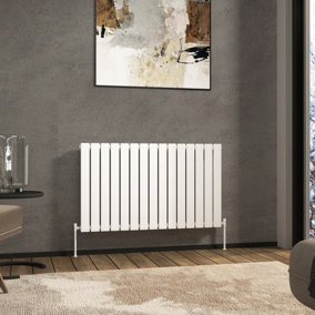Royal Bathrooms Radiance Single Flat Panel Horizontalal Designer Radiators White - 600 x 1020mm