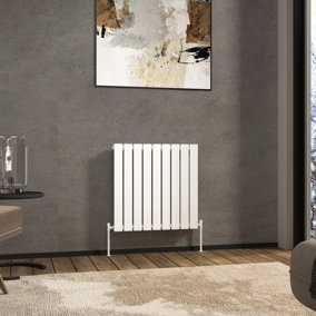 Royal Bathrooms Radiance Single Flat Panel Horizontalal Designer Radiators White - 600 x 612mm