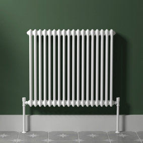 Royal Bathrooms Radiance White Horizontal Double Column Radiator - 600 x 830mm