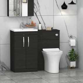Royal Bathrooms Turin 1000mm Hale Black 2 Doors Furniture Pack with Mid Edge Basin & Slim Breeze Back to Wall Toilet