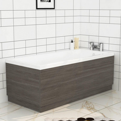 Royal Bathrooms Turin 700mm Grey Elm MDF Straight Shower Bath End Panel ...