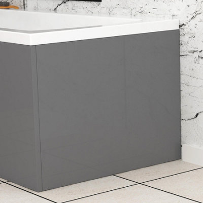 Royal Bathrooms Turin 700mm Indigo Grey Gloss MDF L-Shaped Shower Bath ...