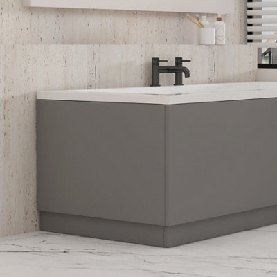 Royal Bathrooms Turin 800mm Indigo Grey Gloss MDF Straight Shower Bath ...